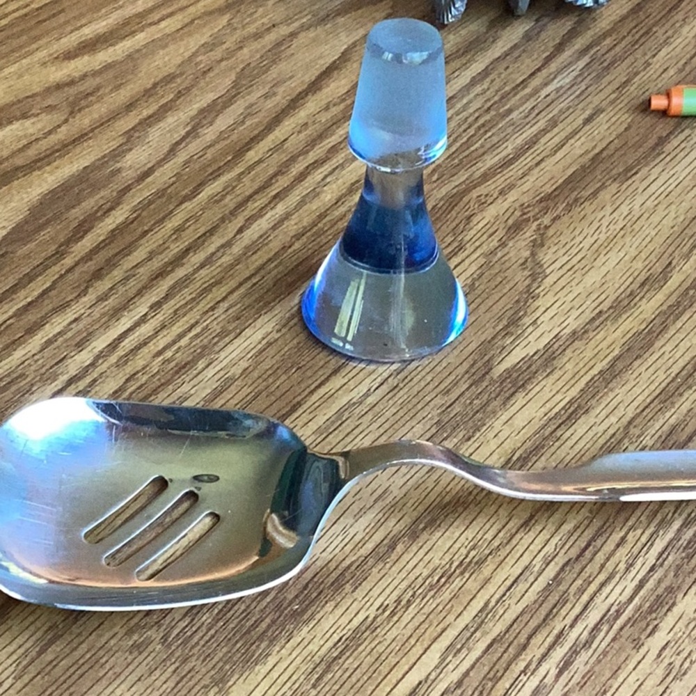 INOX  BUFFET SPOON STAINLESS STEEL SQUARE SHAPED CURVE RAISED HANDLE